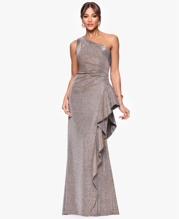 エスケープ レディース トップス ワンピース ワンショルダー ニット XSCAPE Womens Glitter Knit OneShoulder Gown Sand サンド