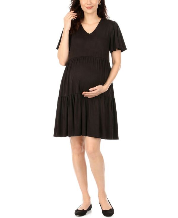 ホワイトマーク レディース トップス ワンピース ティアード A ライン 半袖 マタニティ White Mark WomenshortSleeve Tie red ALine Maternity Dr