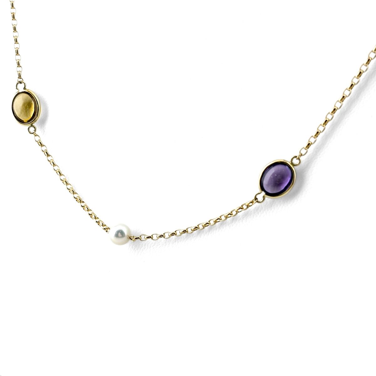 ミキモト MIKIMOTO アメジスト ネックレス YG イエローゴールド ペンダント 真珠 トパーズ ピンククウォーツ ネックレス K18 パール アメジスト 【中古】