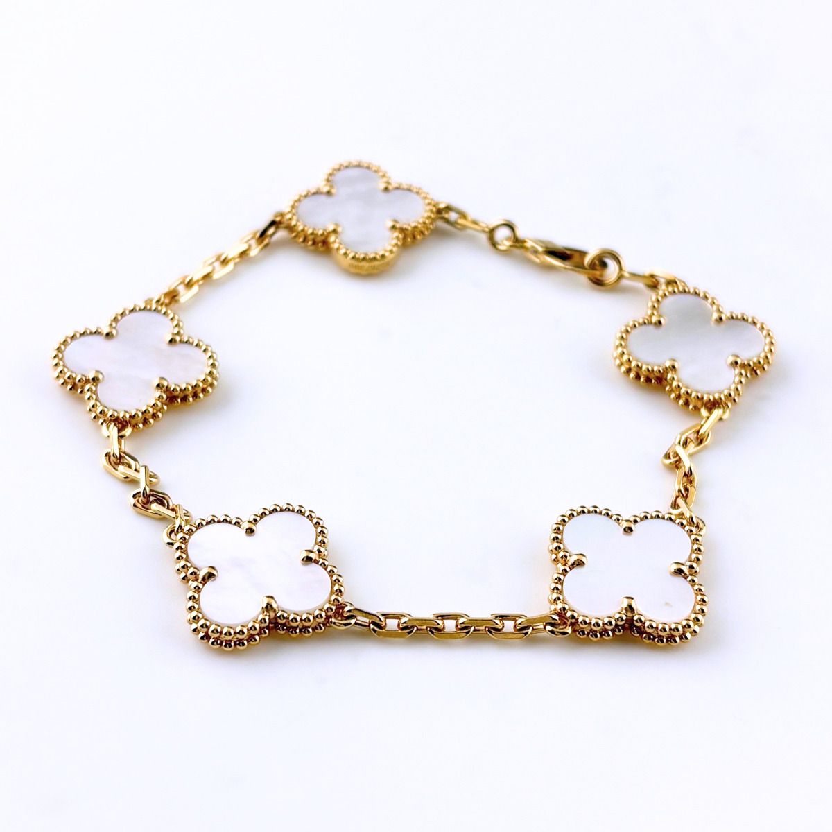 ヴァンクリーフ＆アーペル Van Cleef ＆ Arpels ヴィンテージ アルハンブラ ブレスレット YG イエローゴールド 腕輪 5モチーフ マザー オブ パール ブレスレット 750 マザー オブ パール レディース 【中古】