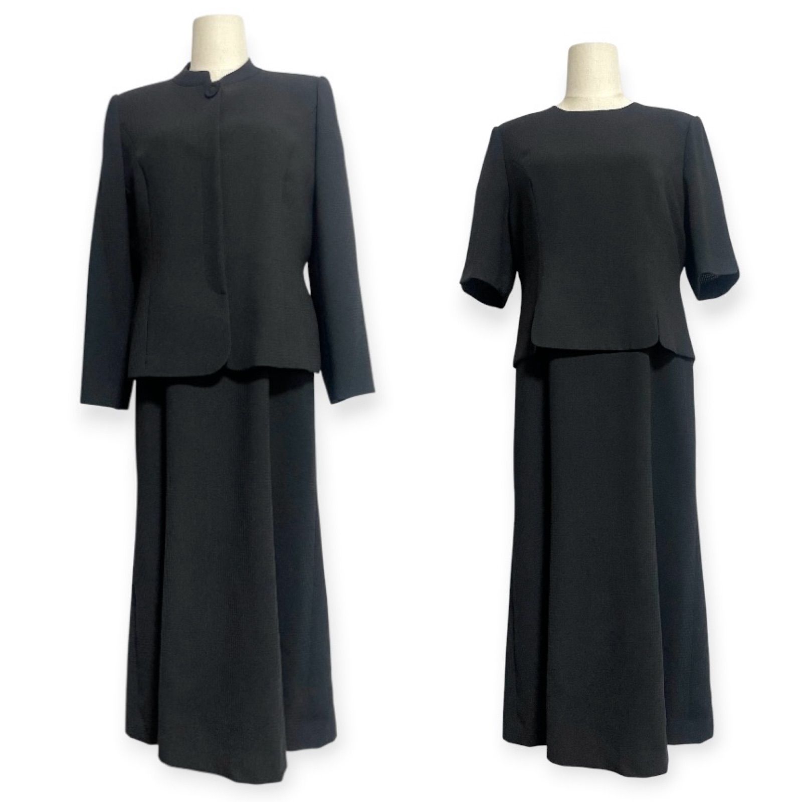 HARDY AMIES ハーディエイミス 高級 ジャガード生地 喪服 礼服 ブラックフォーマル ワンピーススーツ アンサンブル 日本製