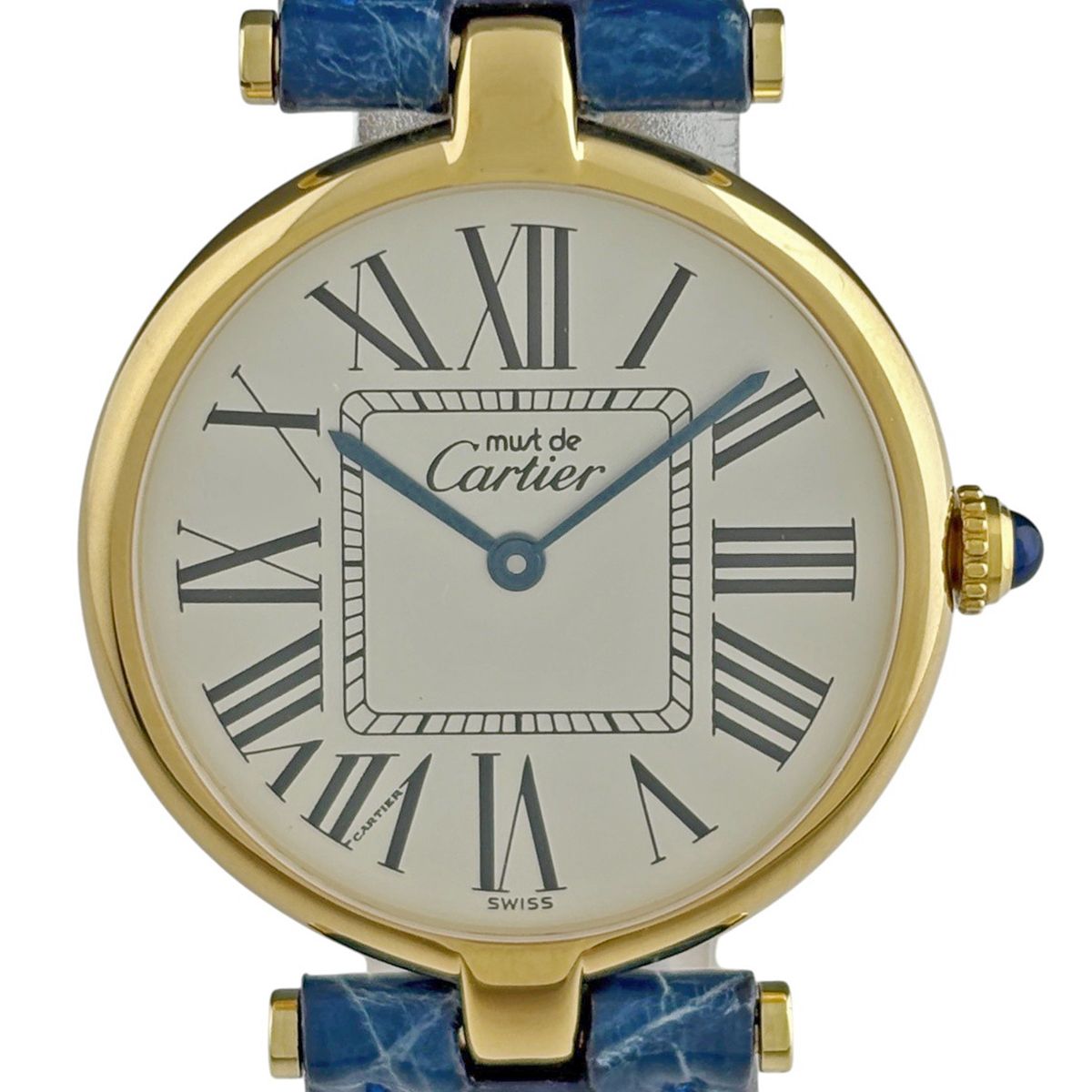 カルティエ CARTIER マストヴァンドーム LM W1005454 腕時計 SV レザー クォーツ シルバー レディース 【中古】