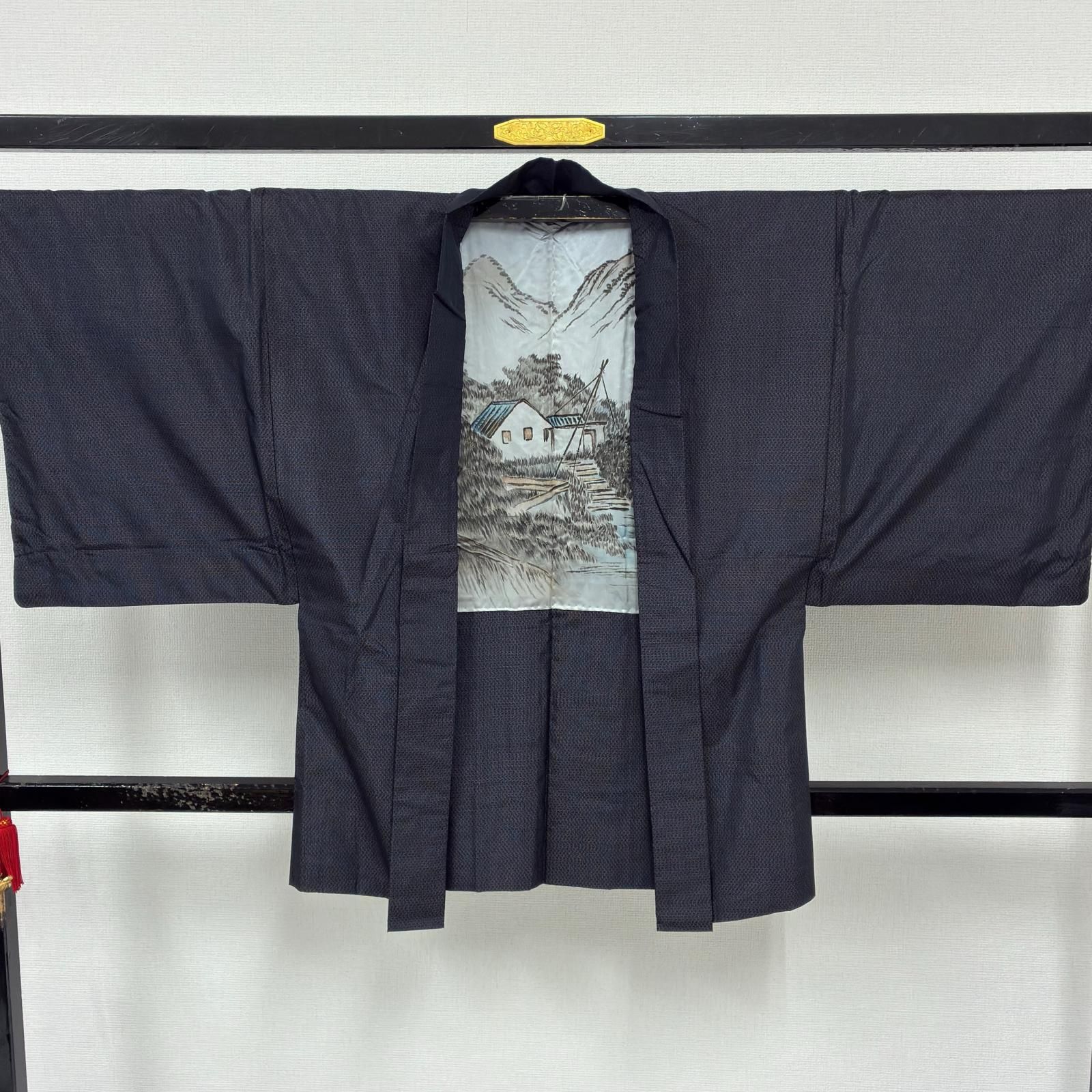 男羽織り 本場大島紬 正絹 泥藍染め 粋な絣 a-1064 - メルカリ