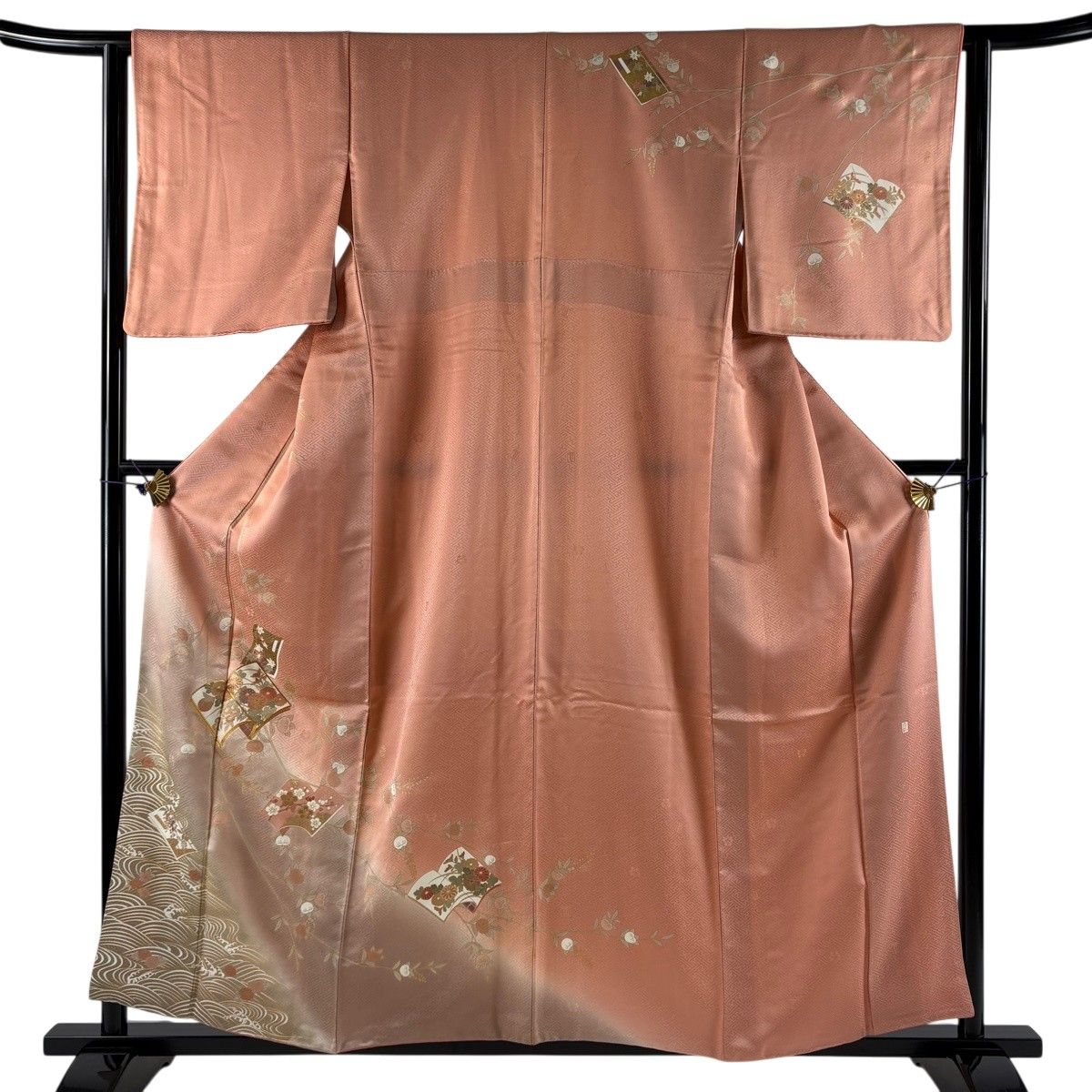 訪問着 身丈156.5cm 裄丈62cm S 袷 吾妻徳穂 落款 冊子 橘 金糸 金彩 サーモンピンク 正絹 秀品 【中古】 6,776円