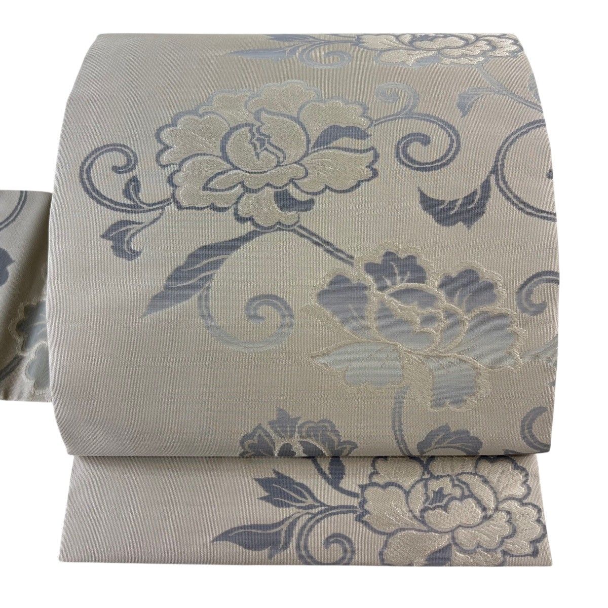 名古屋帯 秀品 花唐草 灰色 正絹 【中古】 6,512円