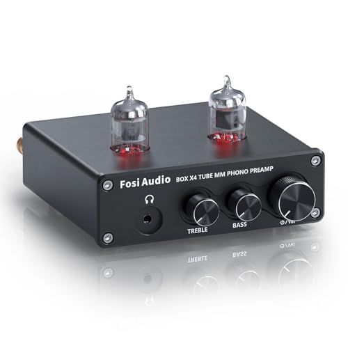 ★新品★Fosi Audio BOX X4フォノプリアンプ＆ヘッドフォンアンプ 6J1真空管搭載 MMターンテーブル用蓄音機用プリアンプ レコードプレーヤー用プリアンプ ボリューム・ベース・トレブルコントロール付き Hi-Fiプリアンプ 5c5e02bc 13,832円