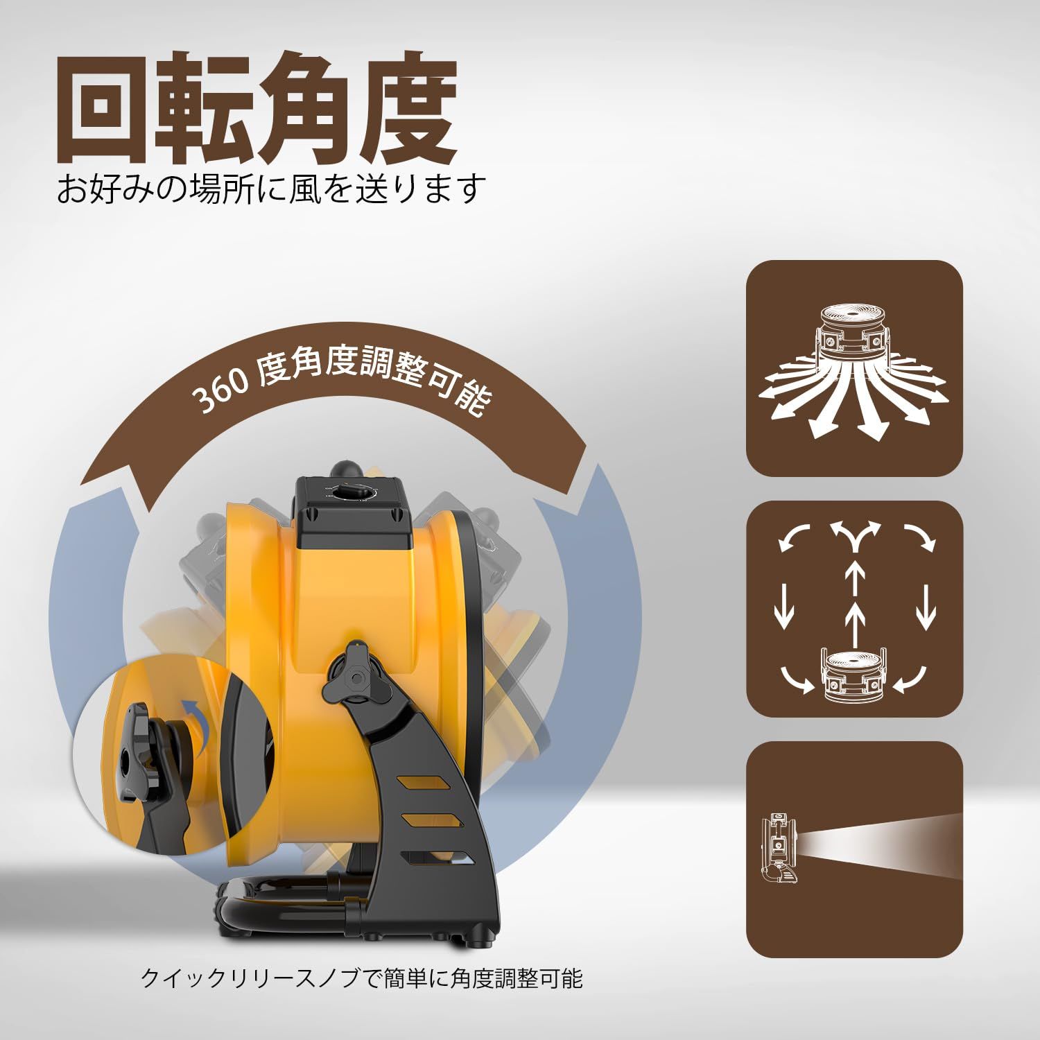 XPOWER FC-100 Pro 内蔵密閉型モーター 多目的空気循環ブロワー エアフロアファン 軸流ファン イエロー