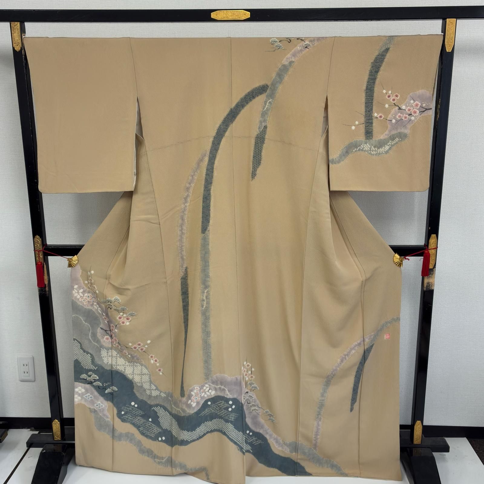 付下げ 作家物 上品な絞り染め 裄68 縮緬 紋無し 正絹 着物 MK-5004 11,550円