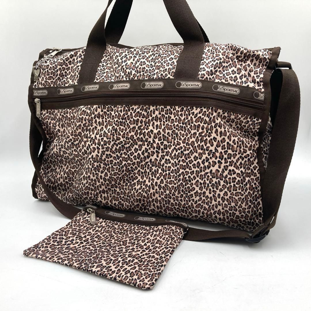 LeSportsac レスポートサック 2WAY ボストンバッグ レオパード ヒョウ柄 ブラウン 2way ポーチ付 米国製