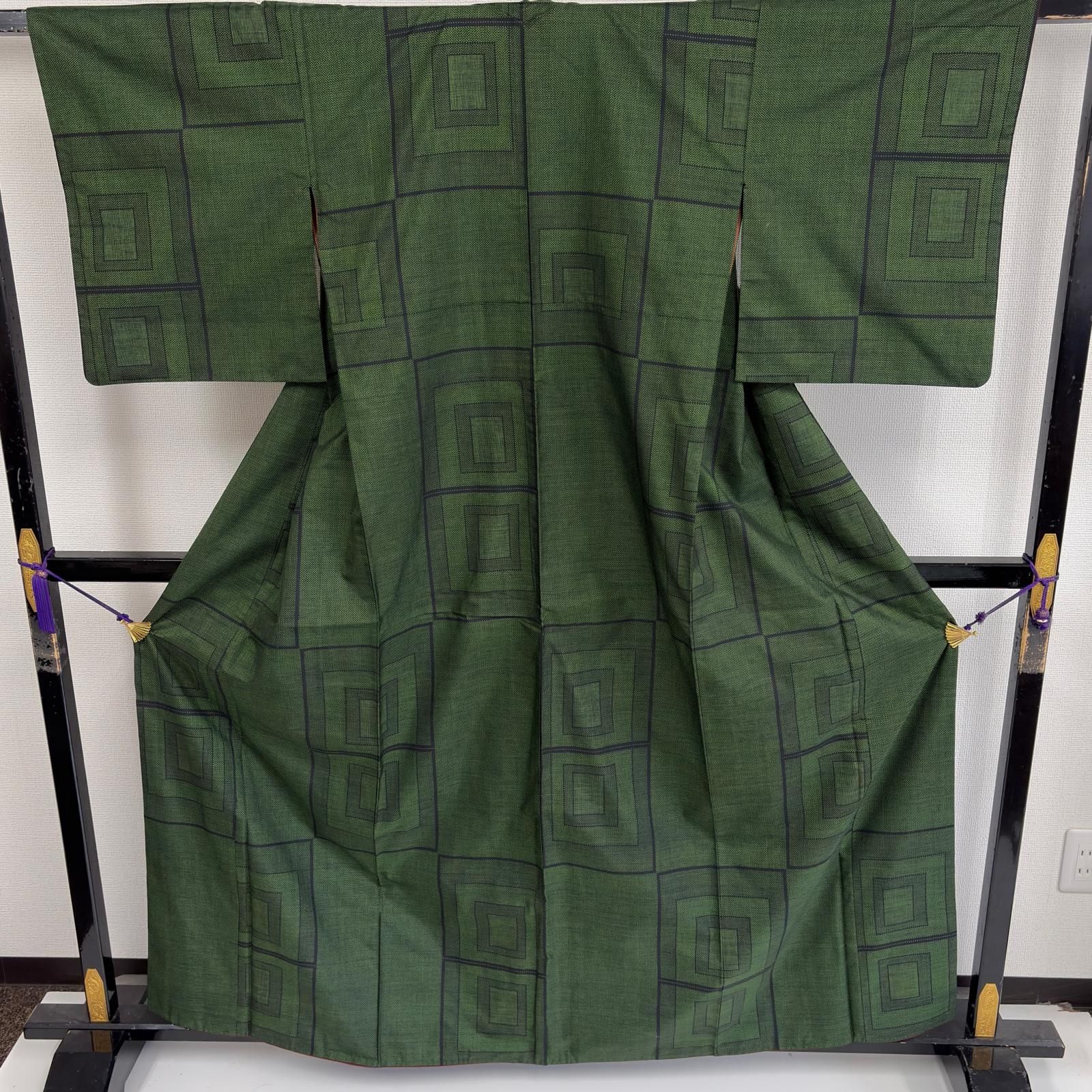 本場大島紬 正絹 一元式 草木染め 幾何学 袷 着物 MK-5366 - メルカリ