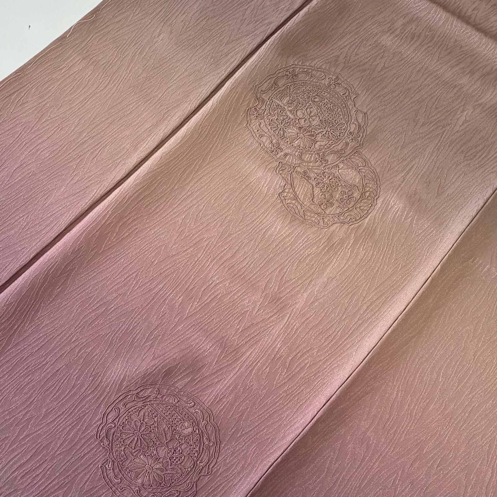 付け下げ 正絹 汕頭刺繍 木目 暈し染め しつけ糸 袷 着物 MK-6017