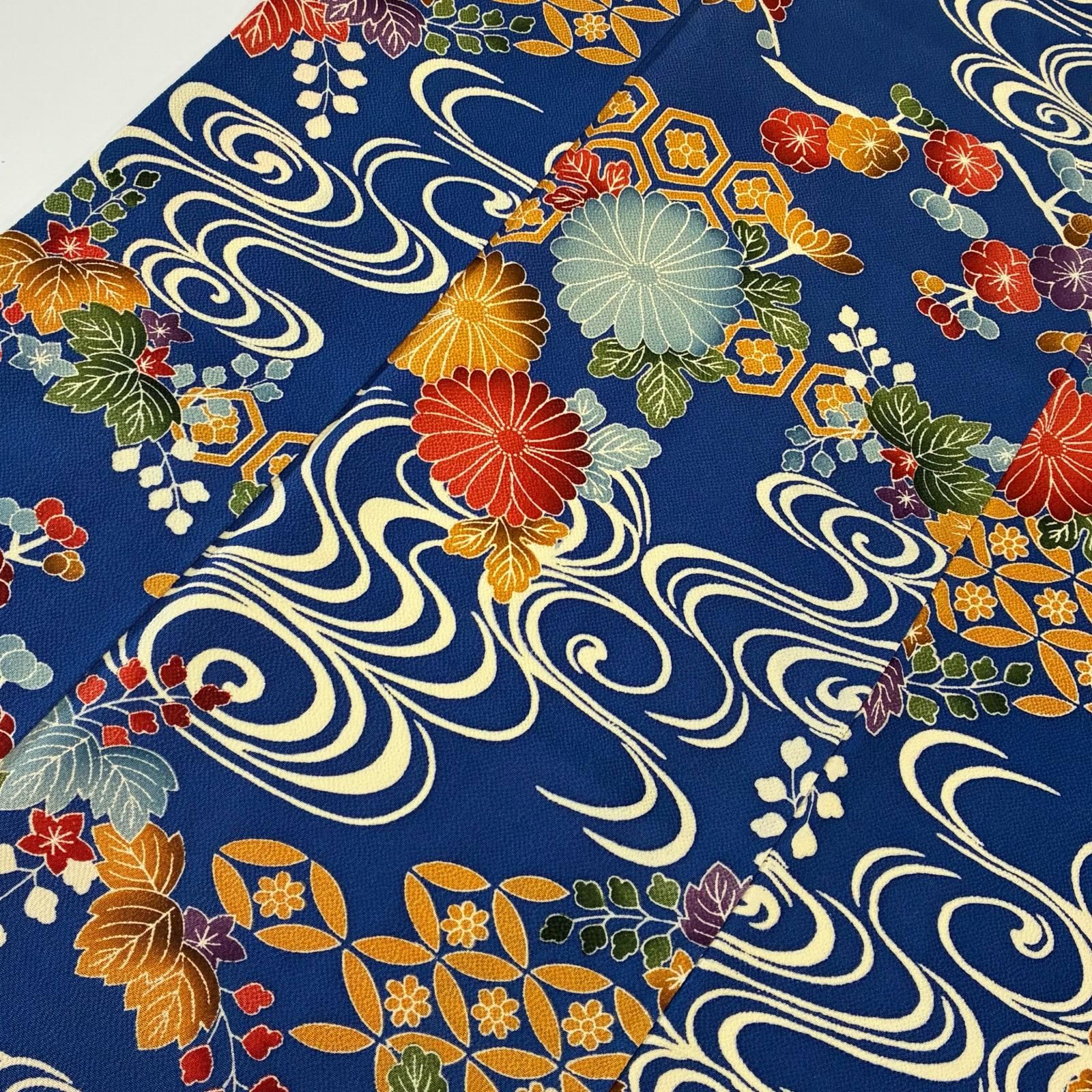 型染め 小紋 正絹 縮緬 美しい染めの花 袷 着物 MK-6024
