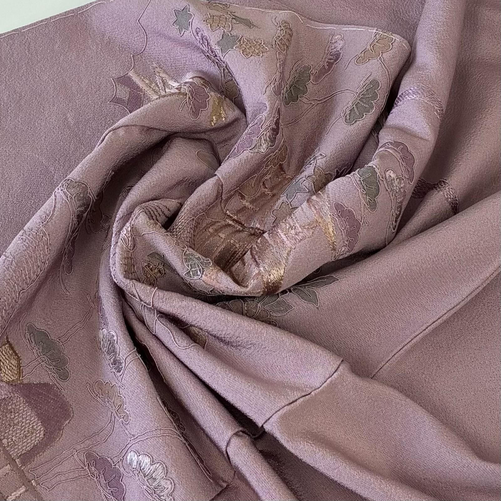 汕頭刺繍 付け下げ 正絹 紋なし 美しい加工 袷 着物 MK-6214 - メルカリ