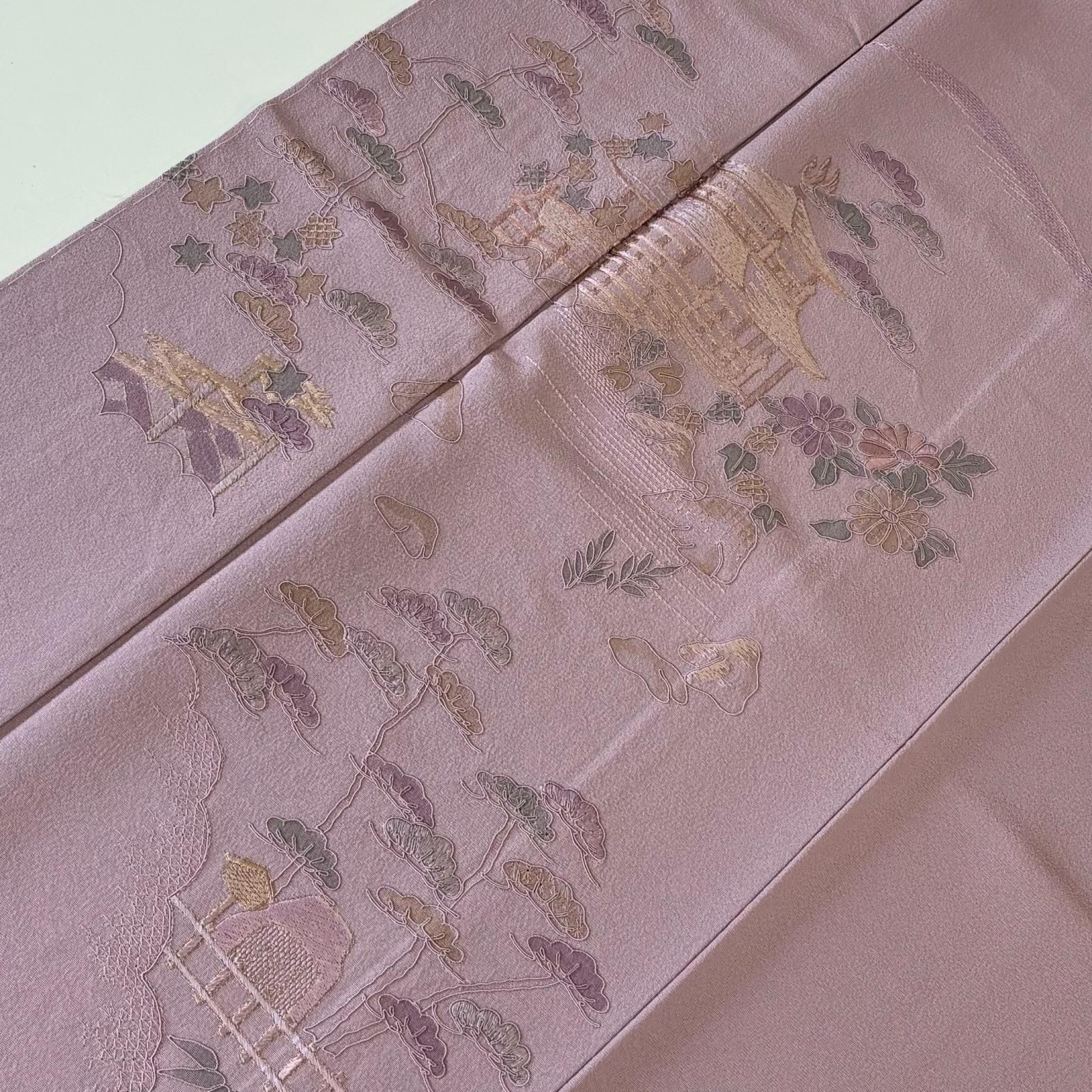 汕頭刺繍 付け下げ 正絹 紋なし 美しい加工 袷 着物 MK-6214 - メルカリ