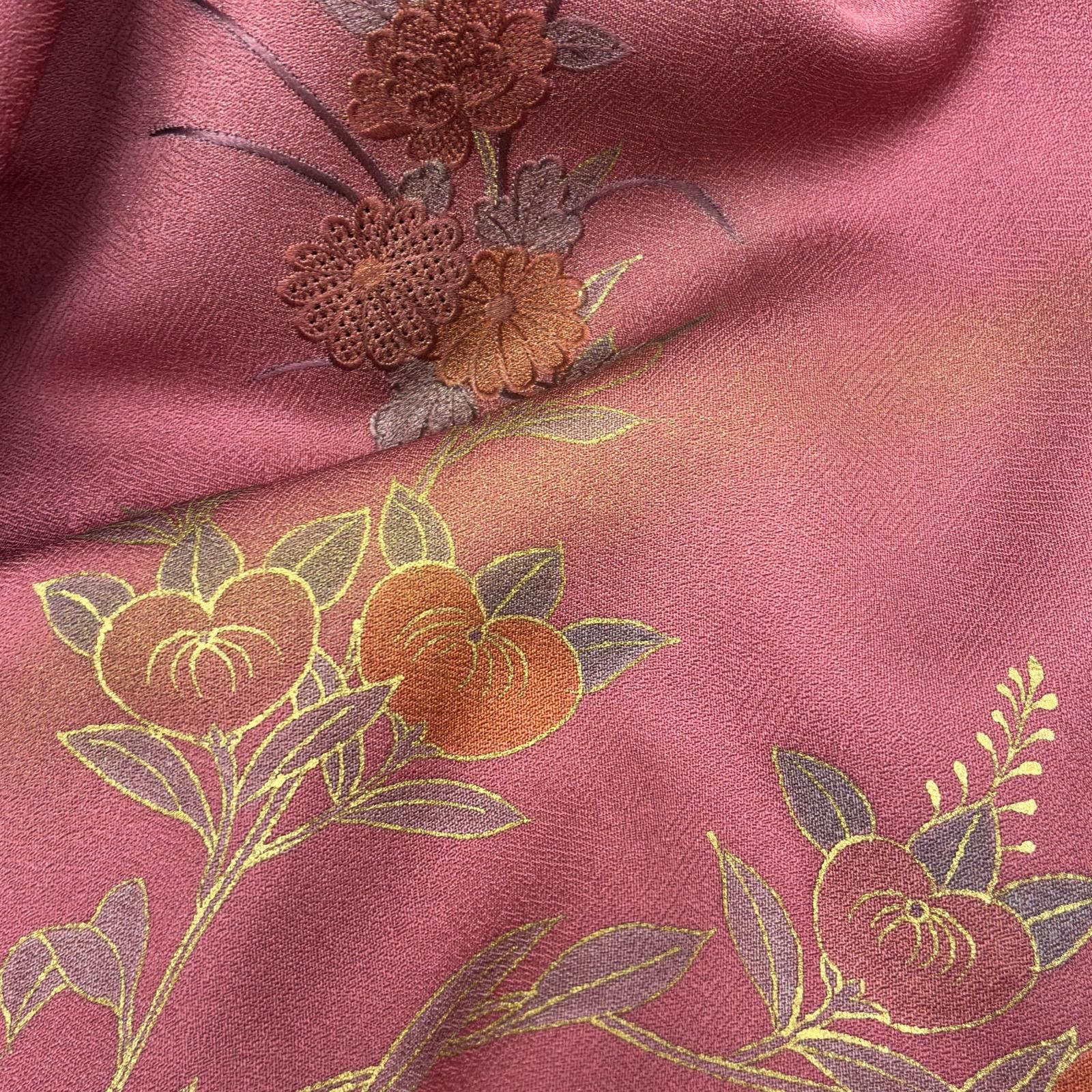 刺繍 付け下げ 正絹 紋なし 美しい花 しつけ糸 袷 着物 MK-6163 - メルカリ