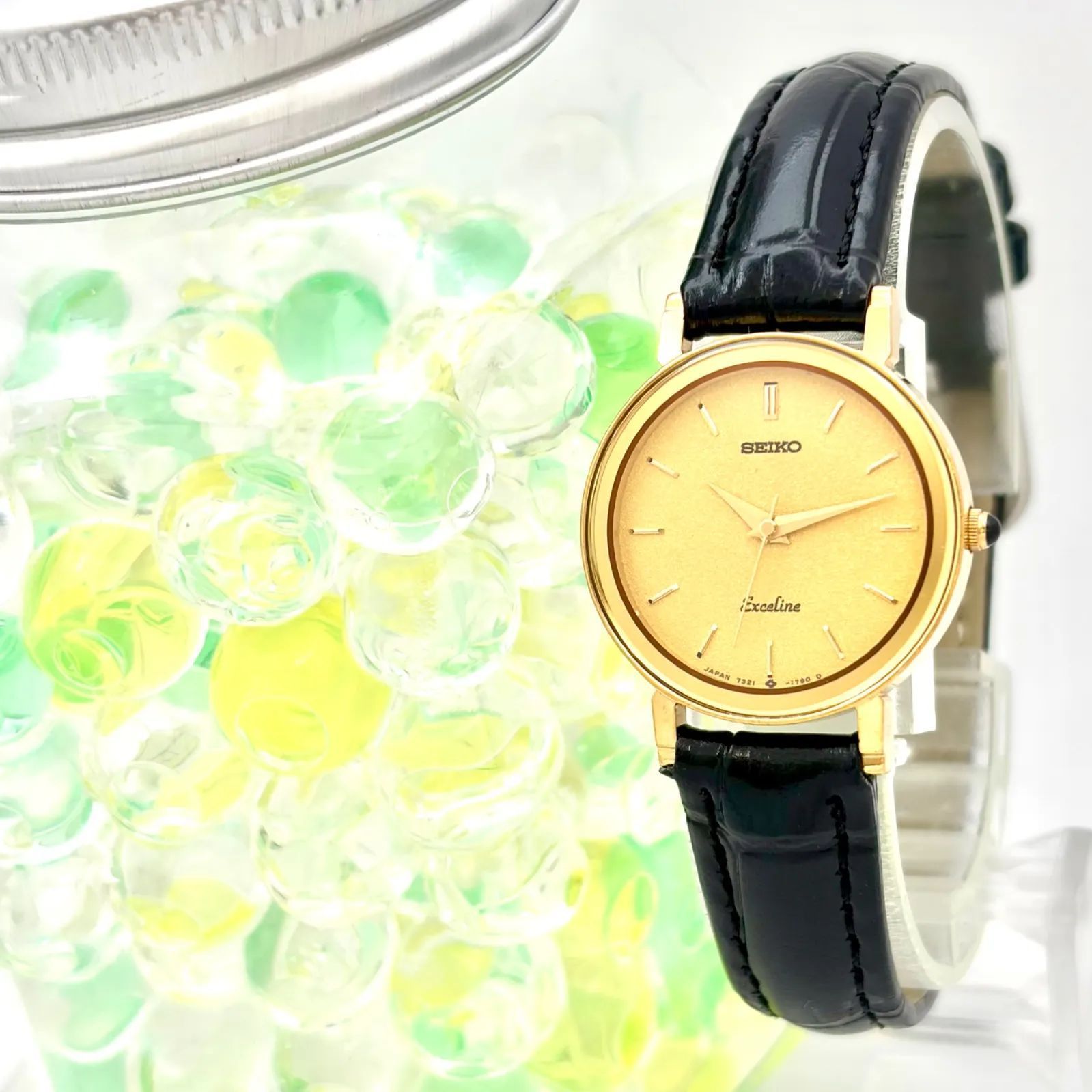 【新品電池】SEIKO セイコー Exceline エクセリーヌ レディース 腕時計 ゴールド 7321-0390 593029 新品ベルト