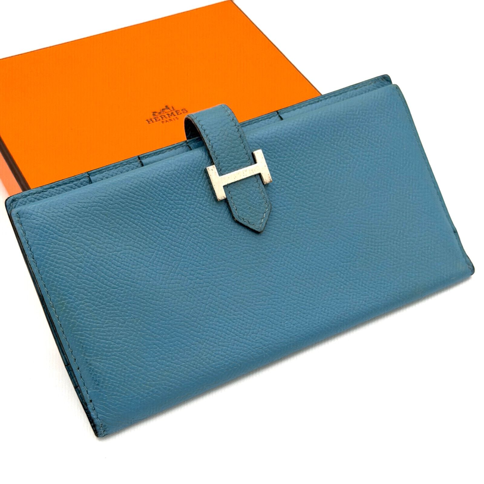 HERMES エルメス 長財布 べアンスフレ ウォレット Hクラスプ レザー