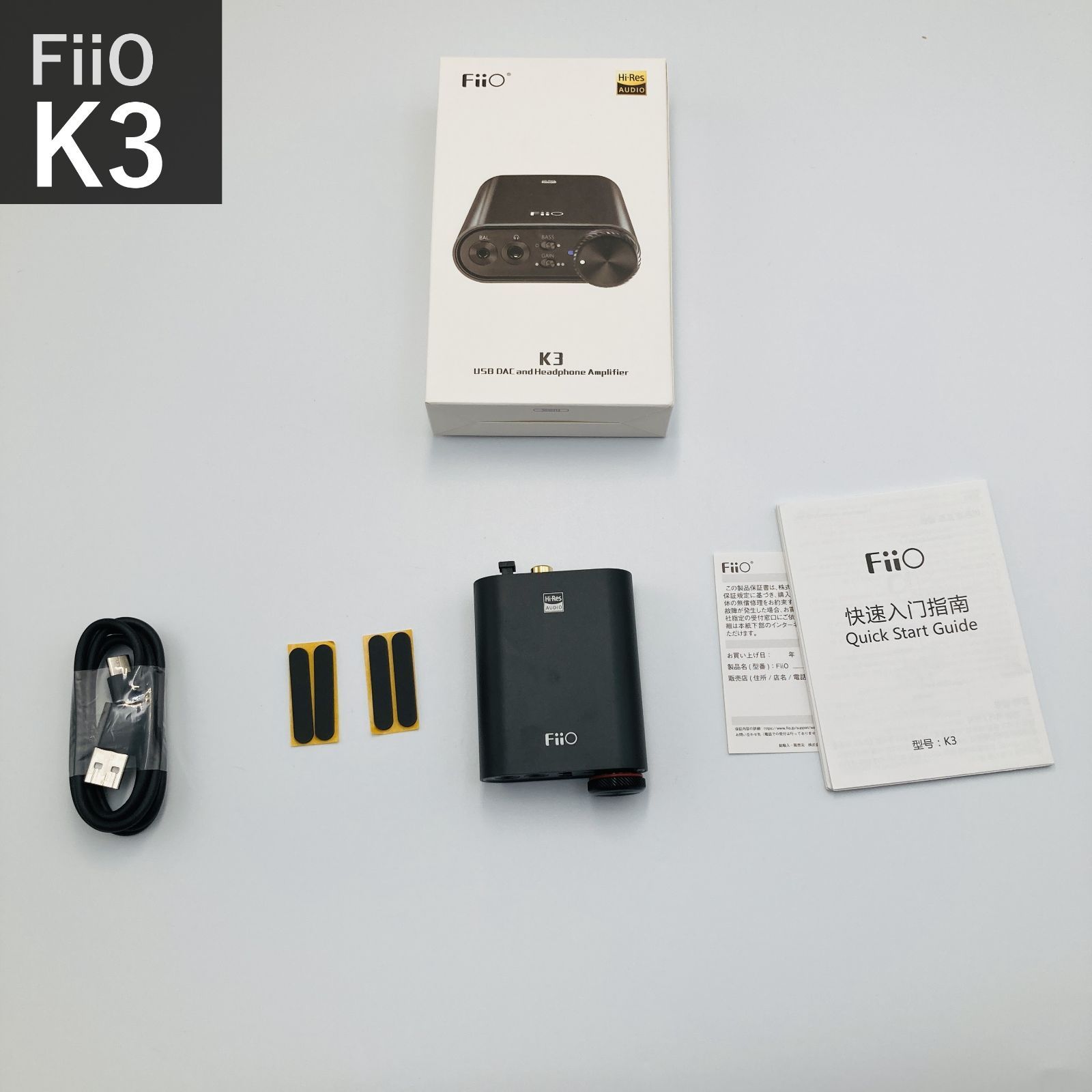 FiiO Fio K3 Black FIO-K3-B USB DAC Amplifier Headphone Amplifier with AK4452 DAC Chip USB Type-C Terminal DSD Native Playback Compatible 384 kHz/32 Bit High Resolution Optical/Coaxial Digital Output Domestic Genuine