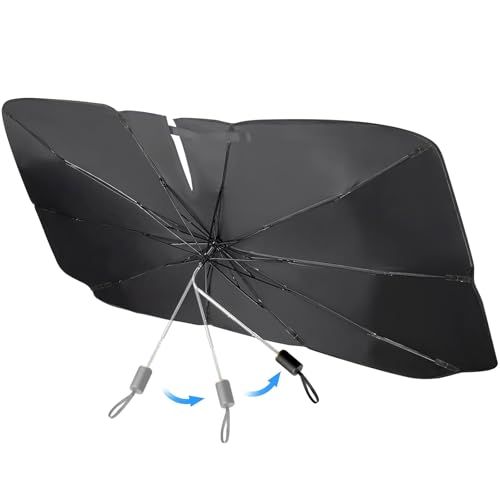 Gegoup 車用サンシェード 車用パラソル 折り畳み式 傘型 車 フロント 遮光フロントシェード 日よけ 遮光 遮熱 UV 紫外線カット カー用品 暑さ対策 取付簡単 収納便利 収納ポーチ付き (M)t d42e827a
