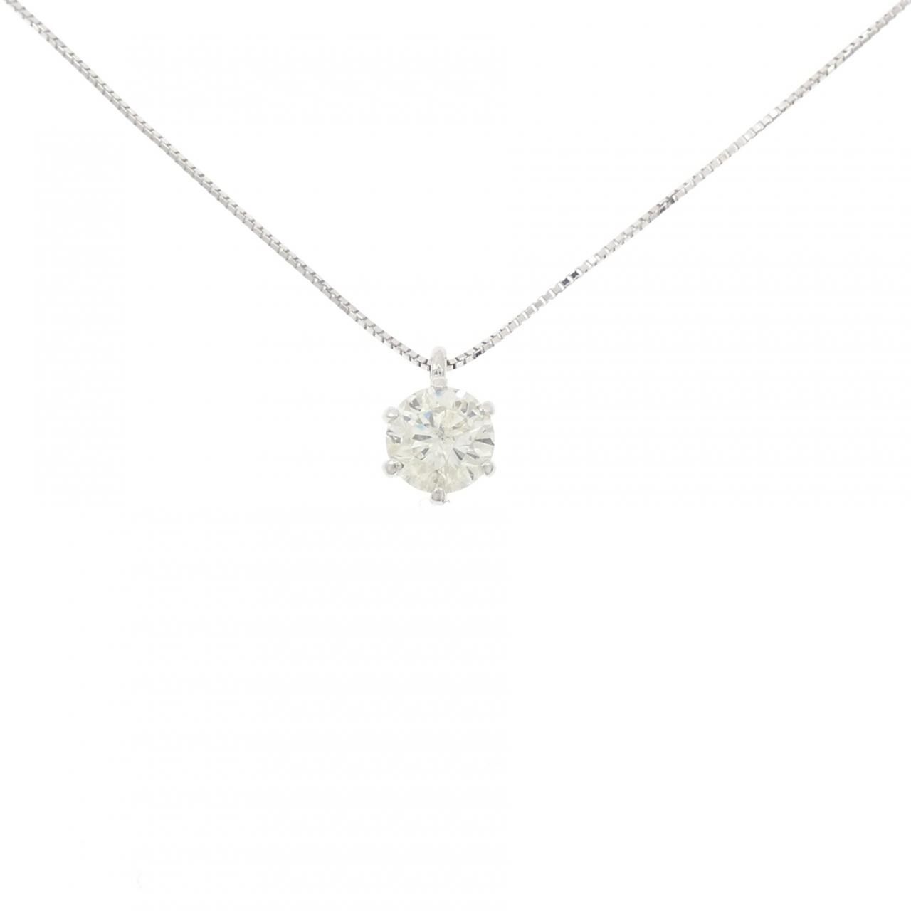 K18WG ソリティア ダイヤモンド ネックレス 1.10CT