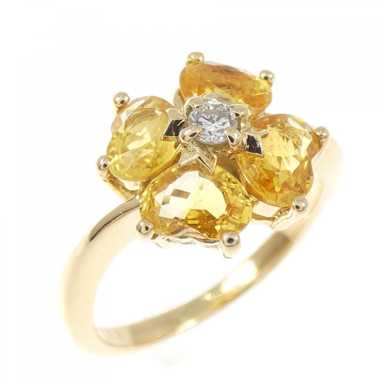 18KYG フラワー サファイヤ リング 1.73CT