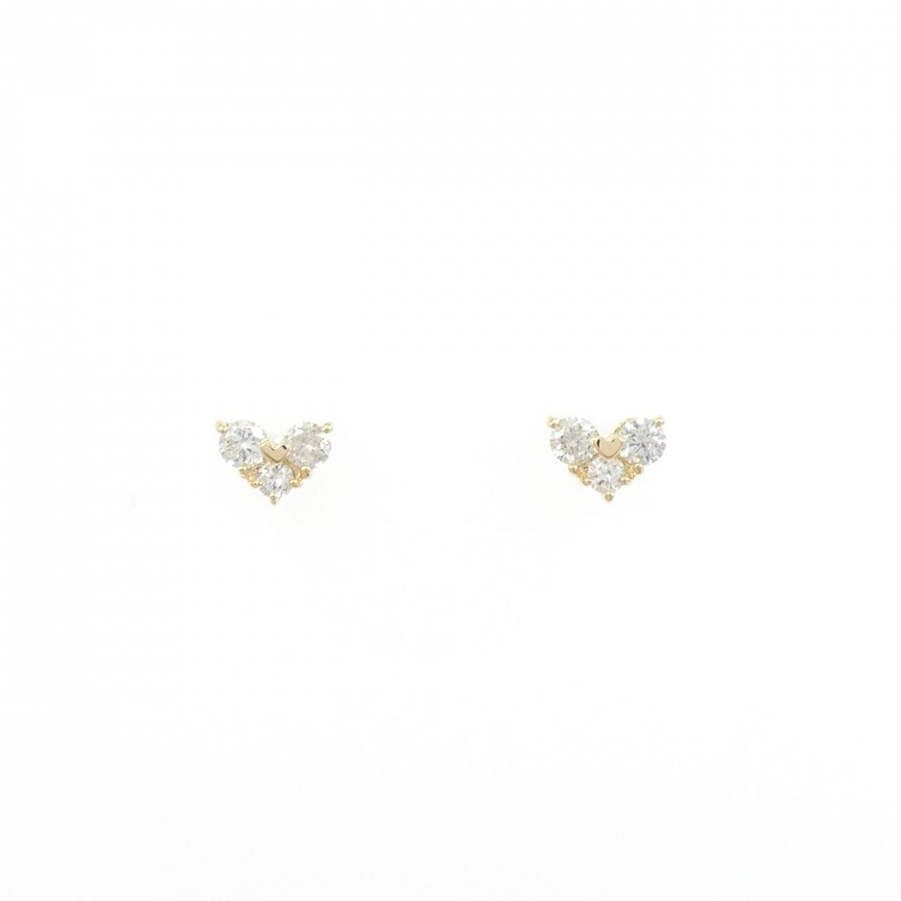 K18YG ハート ダイヤモンド ピアス 0.20CT