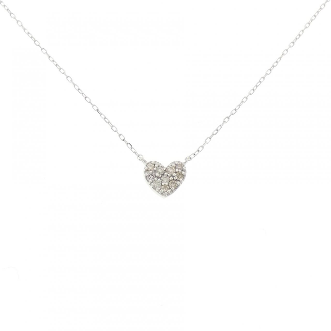 K10WG/K18WG ハート ダイヤモンド ネックレス 0.08CT 27,020円