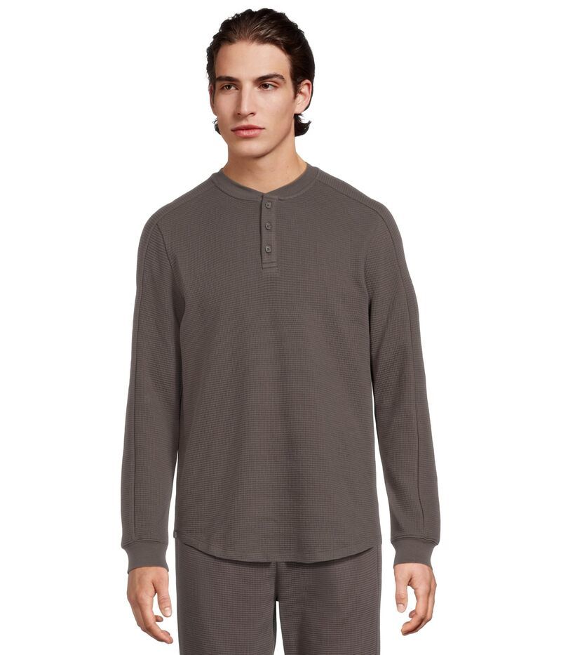 ベアフットドリームス メンズ トップス シャツ Barefoot Dreams Waffle Thermal Henley Carbon
