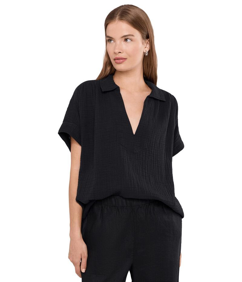 ファレティ レディース トップス シャツ コットン Faherty Dune Cotton Gauze Zoe Top Black ブラック