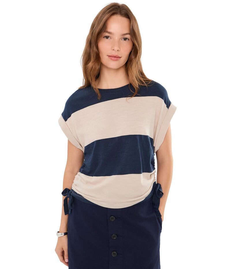 サンクチュアリー レディース トップス シャツ ギャザー Sanctuary All Day Ruched Tees Navy BlazerDar ネイビー