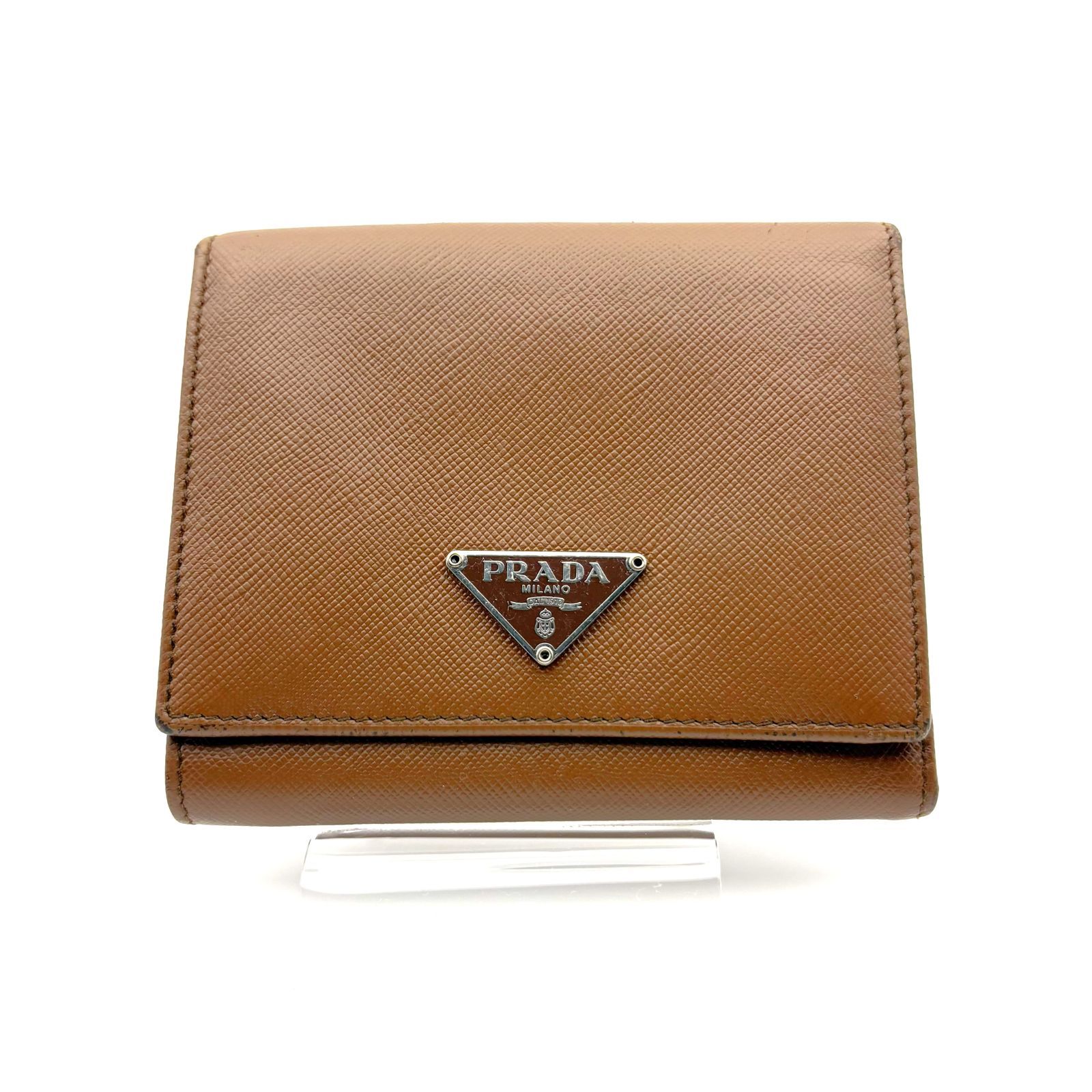 美品 】PRADA プラダ トライアングルロゴ 三つ折り財布 トライ 