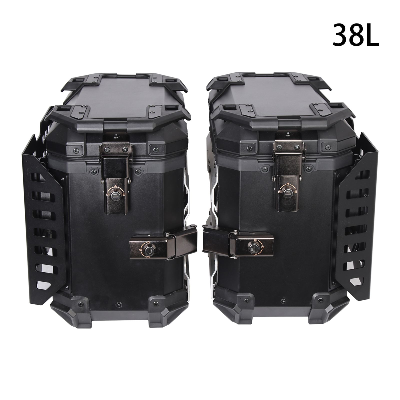 Supdott バイク用 折りたたみ式サイドボックス アルミ合金製 クイックリリース サドルバッグ 防水 38L ブラック 1ペア