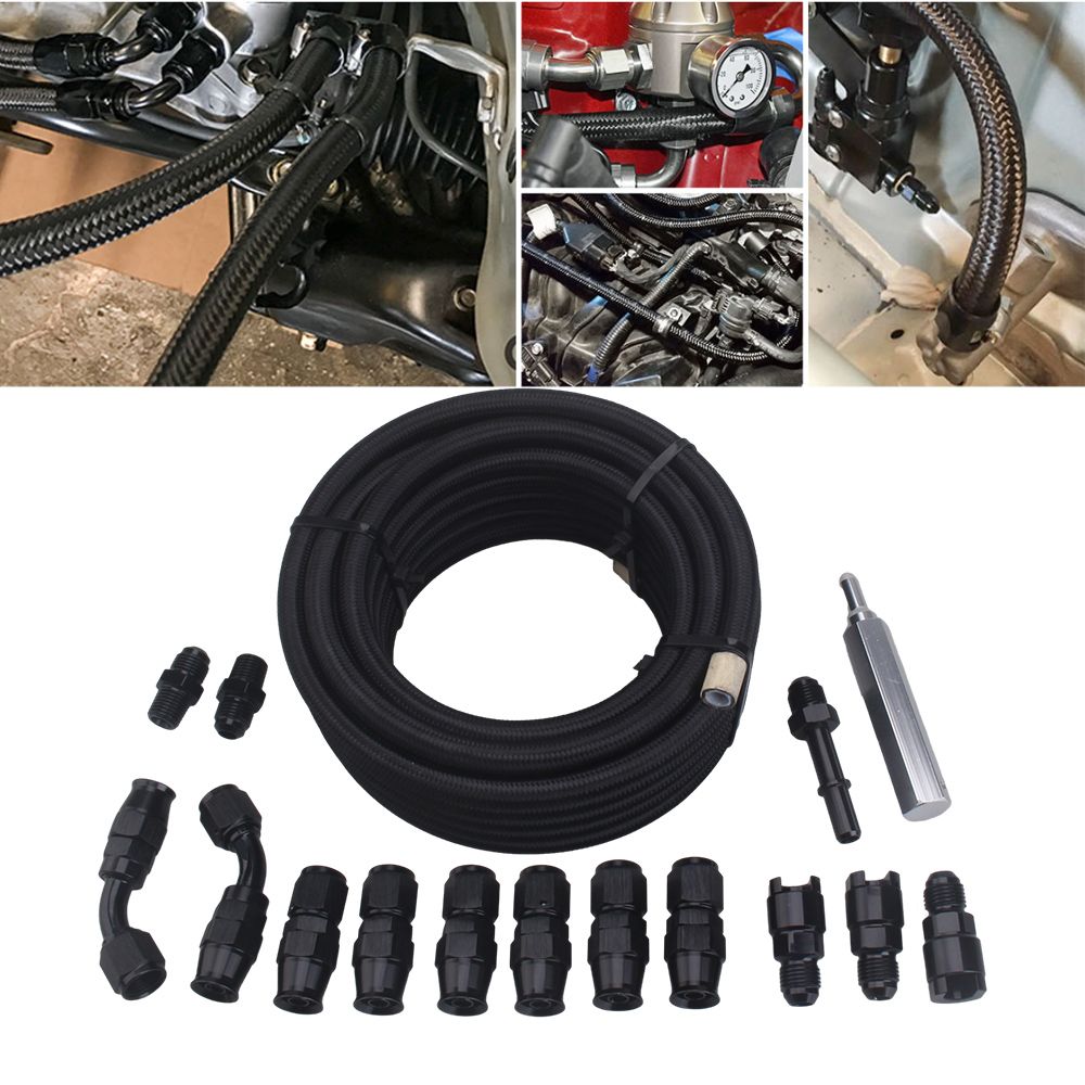 PTFE燃料編組ホース 6AN 3/8インチ 6m ステンレス鋼ナイロン継手アダプター付き