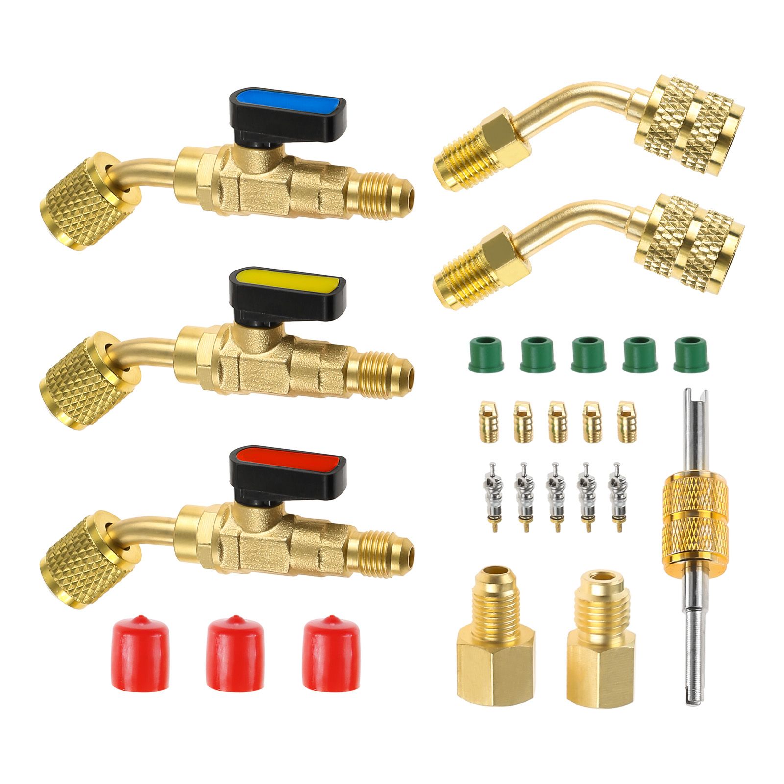 Supdott エアコン用冷媒アングルボールバルブ R410A R134A R12 R22対応 1/4