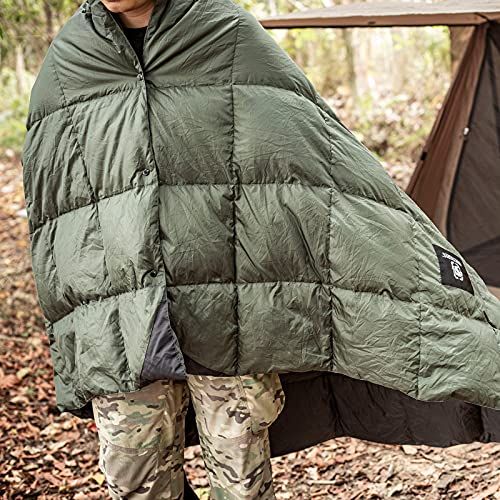 OneTigris ダウンブランケット 195cm?135cm マルチブランケット 防寒 キャンプ アウトドア ひざ掛け 掛け布団 車中泊 超軽量 テント用キルト 柔らかい 暖かい コンパクト 収納袋付き (緑)★