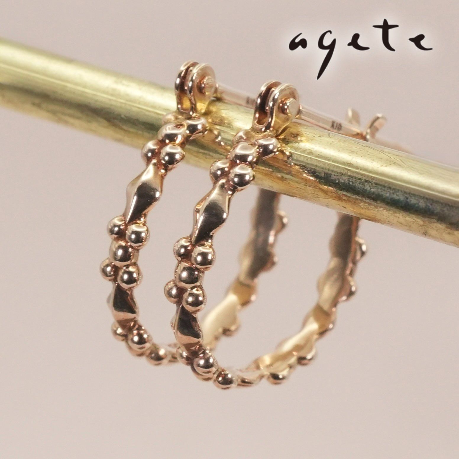 アガット K10 フープ つぶつぶ ピアス agete/24-5259 - メルカリ