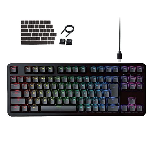 エレコム ゲーミングキーボード 有線 V-custom VK310S RGB テンキーレス メカニカル ネオクラッチキーキャップ 銀軸 スピードリニア USBポート搭載 TK-VK310SBK★m 07b10d2c