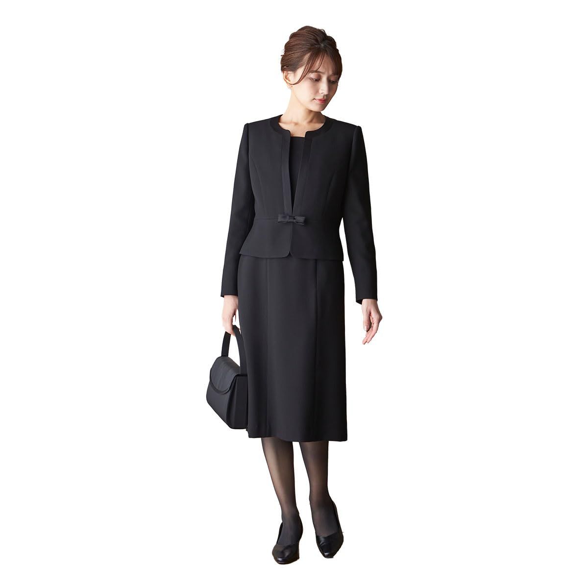 [ビーギャラリー]ブラックフォーマル 喪服 礼服 洗える ウォッシャブル ジャケット ワンピース スーツ 9号 110311664