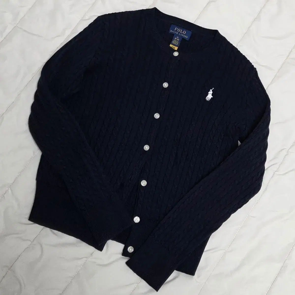 Polo Kids(ポロキッズ) レディース 女の子 ケーブル編み カーディガン ネイビー (140)