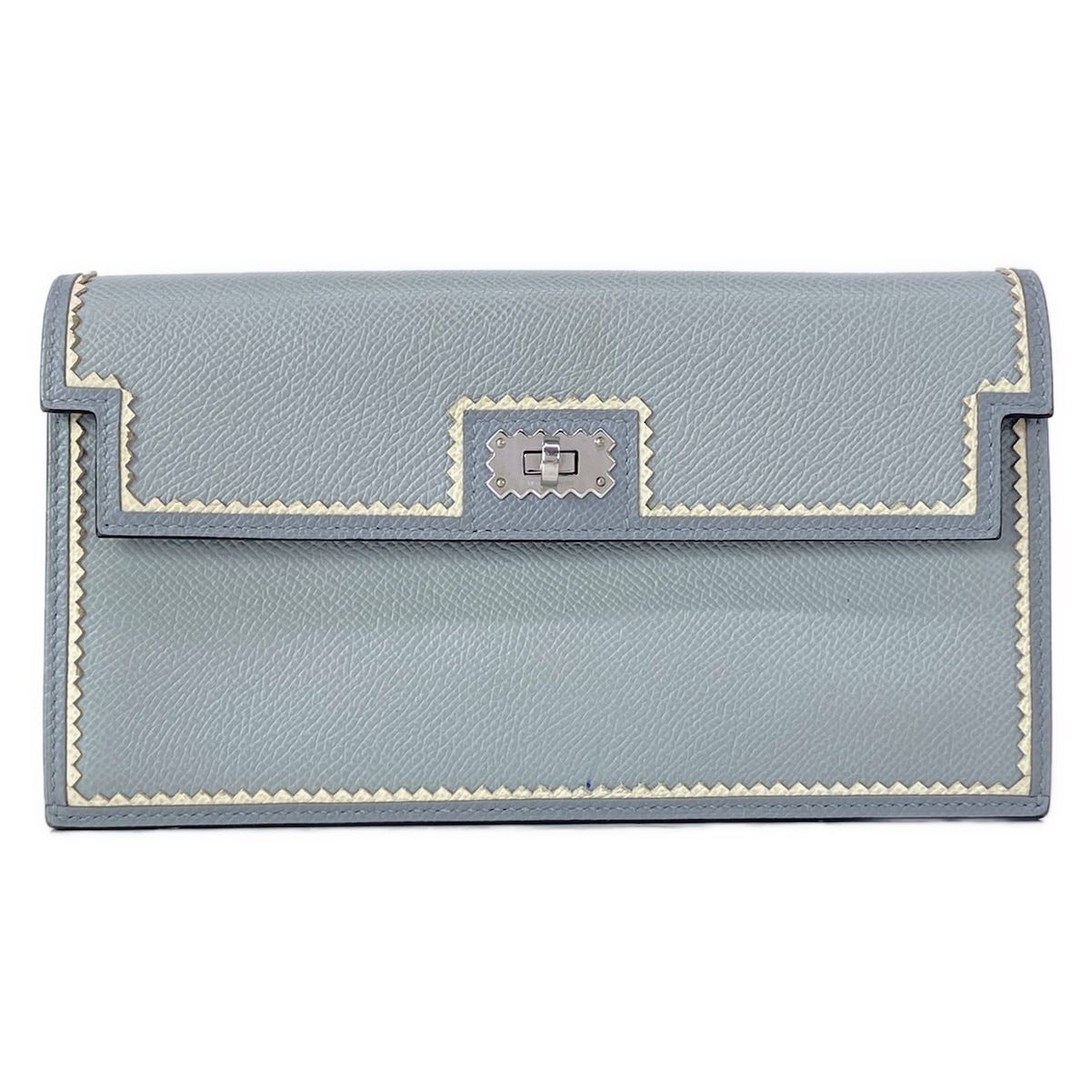 HERMES(エルメス) 長財布 ケリー ポケット ロング アピック ブルーグラシエ×グリパンタン×クレ シルバー金具