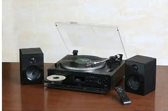 とうしょう レコードプレーヤー スピーカー内蔵 マルチ 多機能 カセットテープ Bluetooth受信機能 SDカード アナログ 録音 再生 tcd-991eb