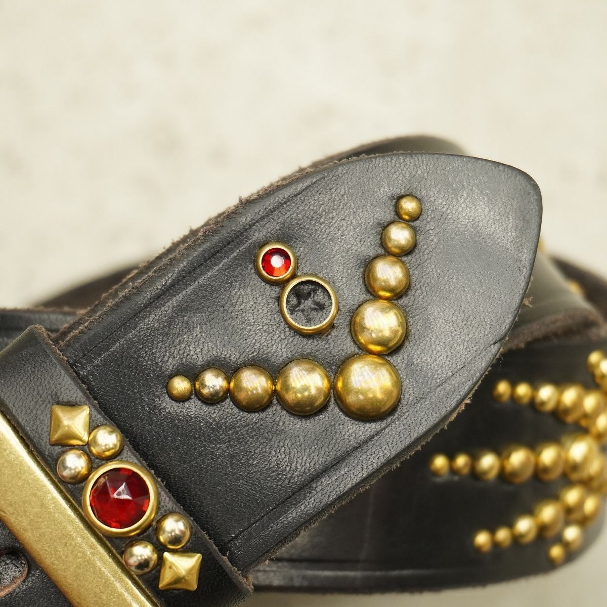 定番 美品 CUSHMANクッシュマン 40mm Single Pin Studs Belt シングル