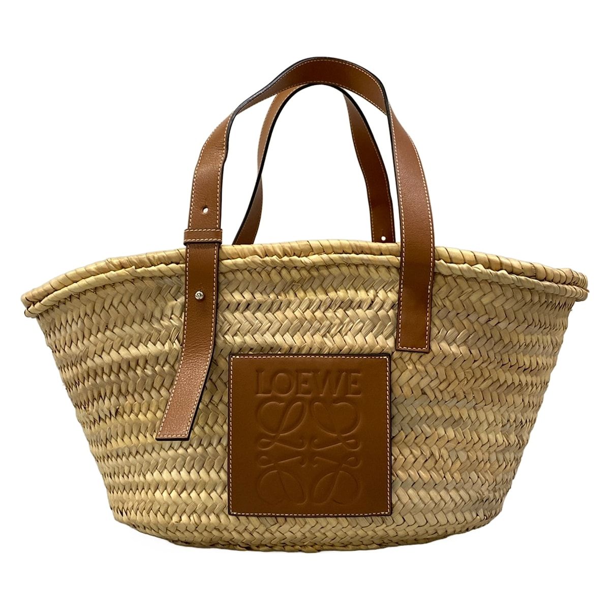 LOEWE(ロエベ) トートバッグ バスケット ラージ ベージュ×ブラウン レザー