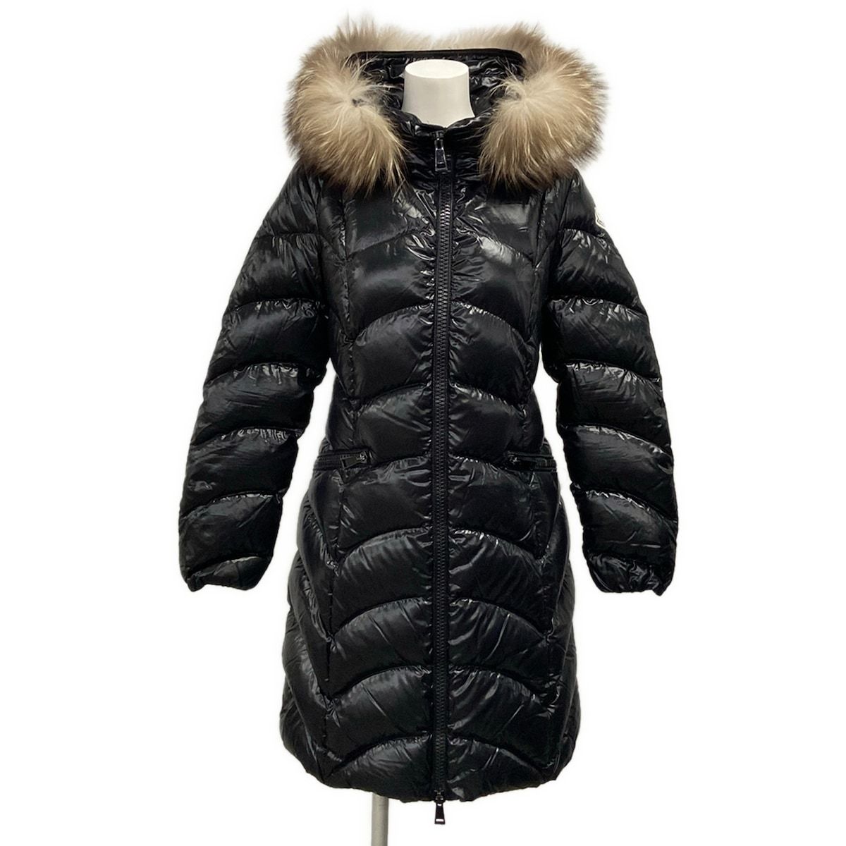 MONCLER(モンクレール) ダウンコート サイズ0 XS レディース ALBIZIA(アルビジア) 黒 長袖/ダウン/ファー取り外し可/冬物 ダウン