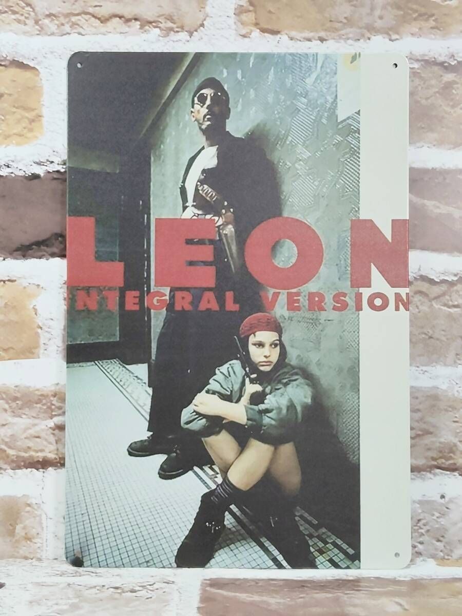 レオン LEON 直筆サイン ポートレート ナタリーポートマン ジャンレノ 看板風 メタル製 映画ポスター LEON:レオン （ジャン・レノ、ナタリー