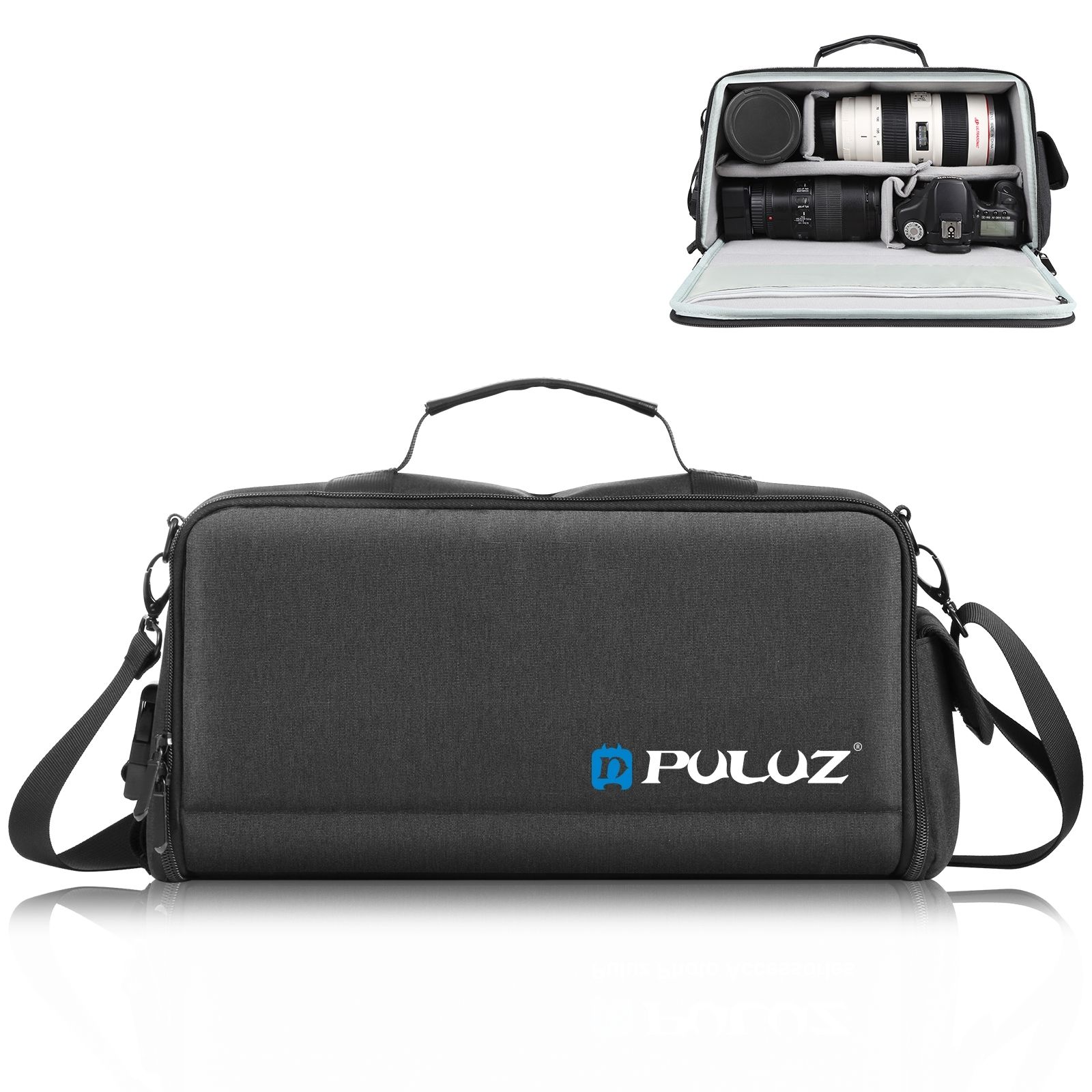 Puluz ポータブルクロスボディカメラバッグ ショルダー収納レンズ