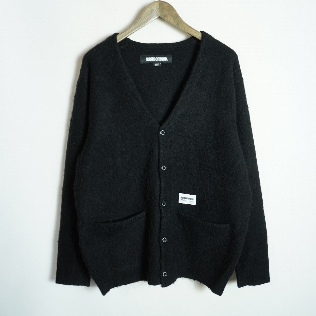 美品25AW NEIGHBORHOOD ネイバーフッド MOHAIR CARDIGAN 25213NH-KNM01 モヘア混 ニット カーディガン サイズM 黒911Q♪