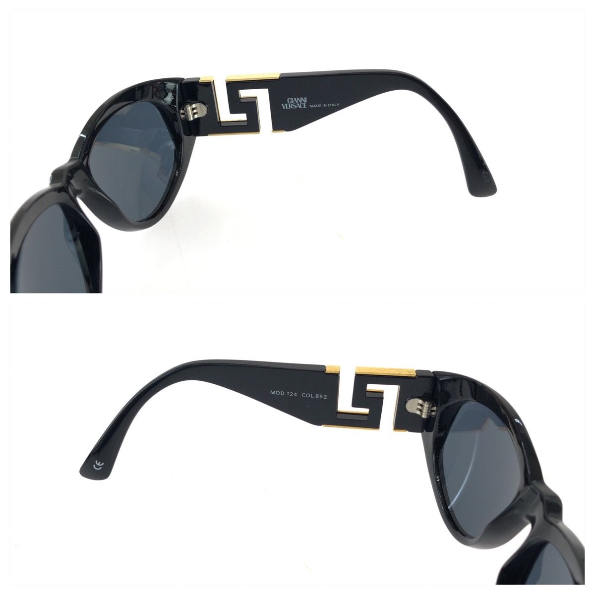 美品 VERSACE ヴェルサーチ ヴィンテージ グレカ ブラック 黒 ゴールド