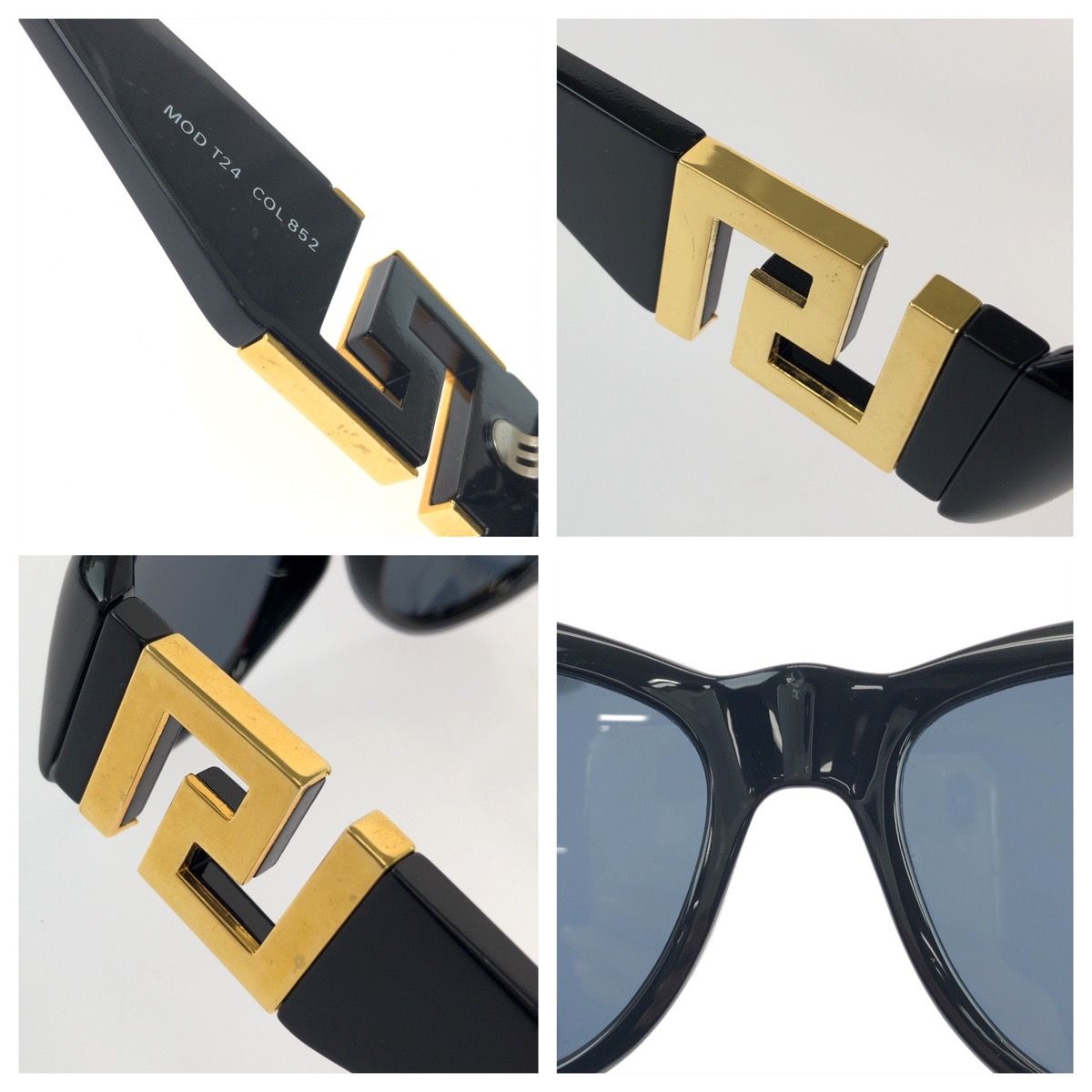 美品 VERSACE ヴェルサーチ ヴィンテージ グレカ ブラック 黒 ゴールド