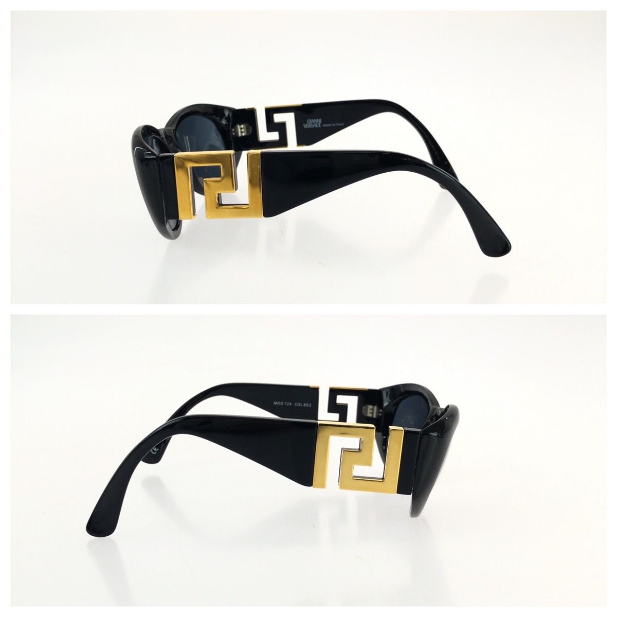 美品 VERSACE ヴェルサーチ ヴィンテージ グレカ ブラック 黒 ゴールド